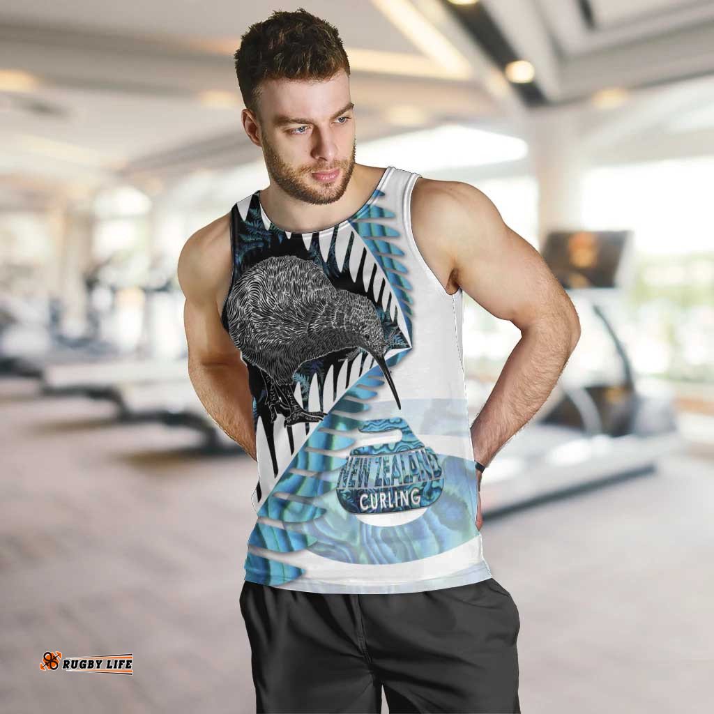 New Zealand Silver Fern Curling Personalised Men Tank Top Aotearoa Kiwi Ponga Paua Shell Version LT14