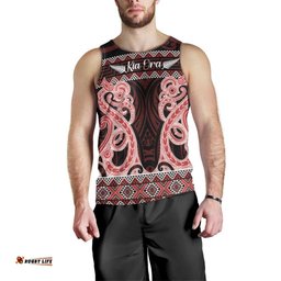 Kia Ora New Zealand Men Tank Top Maori Language Week Whero Taniko Motif LT14