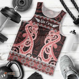 Kia Ora New Zealand Men Tank Top Maori Language Week Whero Taniko Motif LT14