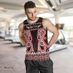 Kia Ora New Zealand Men Tank Top Maori Language Week Whero Taniko Motif LT14