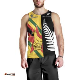 Custom New Zealand and Zimbabwe Men Tank Top NZ Fern Zim Flag Half Style LT14