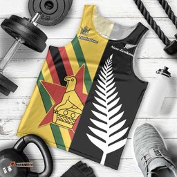 Custom New Zealand and Zimbabwe Men Tank Top NZ Fern Zim Flag Half Style LT14