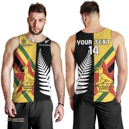 Custom New Zealand and Zimbabwe Men Tank Top NZ Fern Zim Flag Half Style LT14