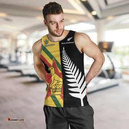 Custom New Zealand and Zimbabwe Men Tank Top NZ Fern Zim Flag Half Style LT14