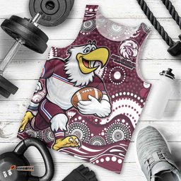 Manly Warringah Sea Eagles Men Tank Top Aboriginal Dot Pattern - Rugby Mascot Heritage Pride TS04