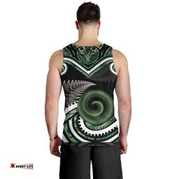 Koru Pounamu Aotearoa Men Tank Top Maori Paua Shell Mix Silver Fern LT14