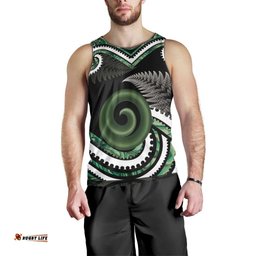 Koru Pounamu Aotearoa Men Tank Top Maori Paua Shell Mix Silver Fern LT14