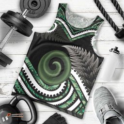 Koru Pounamu Aotearoa Men Tank Top Maori Paua Shell Mix Silver Fern LT14