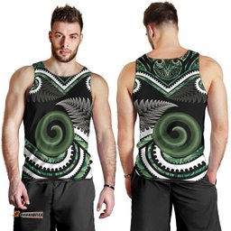 Koru Pounamu Aotearoa Men Tank Top Maori Paua Shell Mix Silver Fern LT14