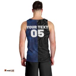 France And New Zealand Rugby Custom Men Tank Top Les Bleus Rooster With Maori Tiki LT05