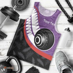 Personalised Aotearoa Lawn Bowls Men Tank Top Maori and Silver Fern Sporty Style Purple Color LT03