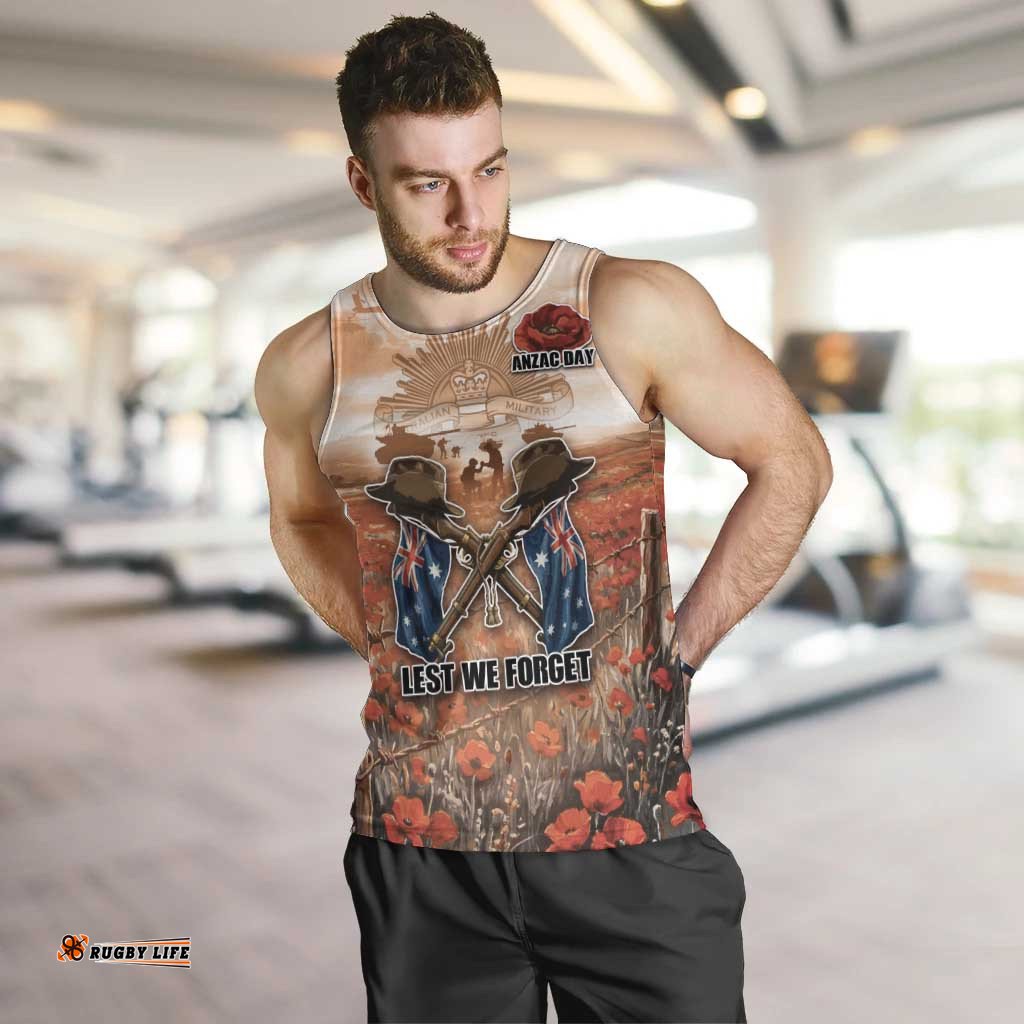 Personalised ANZAC Day Men Tank Top Commemorative Soldier Tribute DT05
