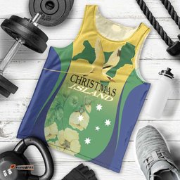Personalised Australia Christmas Island Men Tank Top Golden Bosun Abutilon listeri With Map LT14