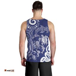 New Zealand Sea Animals with Maori Tribal Tattoo Men Tank Top Blue Color LT03