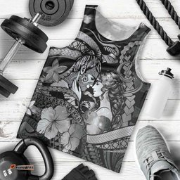 Personalised Maori Romantic Valentine Men Tank Top The Hongi Kiss Black Galaxy DT05
