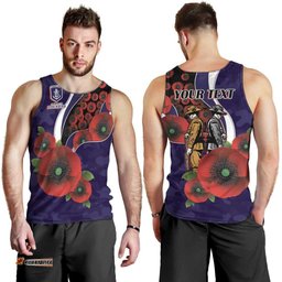 Fremantle Dockers ANZAC Personalised Men Tank Top Lest We Forget Poppy Camo LT9