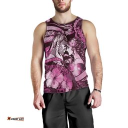 Personalised Maori Romantic Valentine Men Tank Top The Hongi Kiss Pink Galaxy DT05