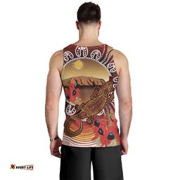 Indigenous Goanna Australia Men Tank Top Aussie Uluru Ayers Rock Sturt's Desert Pea LT14