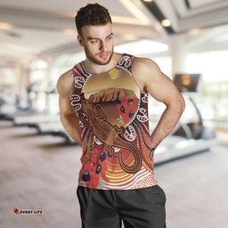 Indigenous Goanna Australia Men Tank Top Aussie Uluru Ayers Rock Sturt's Desert Pea LT14
