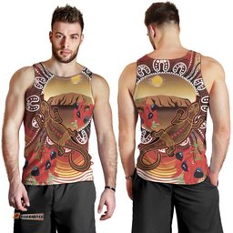 Indigenous Goanna Australia Men Tank Top Aussie Uluru Ayers Rock Sturt's Desert Pea LT14
