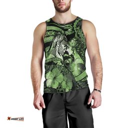 Personalised Maori Romantic Valentine Men Tank Top The Hongi Kiss Green Galaxy DT05