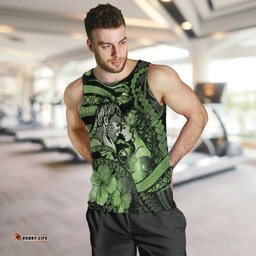 Personalised Maori Romantic Valentine Men Tank Top The Hongi Kiss Green Galaxy DT05
