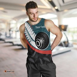 Personalised Aotearoa Lawn Bowls Men Tank Top Maori and Silver Fern Sporty Style Teal Color LT03