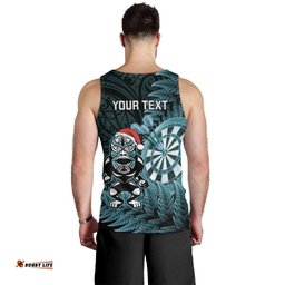 Personalised New Zealand Darts Christmas Men Tank Top Maori Fern Merry Dartsmas LT14