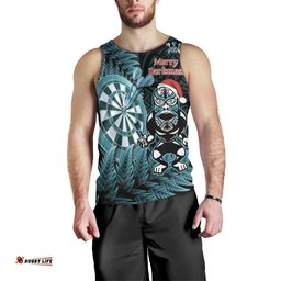 Personalised New Zealand Darts Christmas Men Tank Top Maori Fern Merry Dartsmas LT14