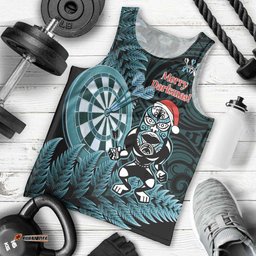 Personalised New Zealand Darts Christmas Men Tank Top Maori Fern Merry Dartsmas LT14