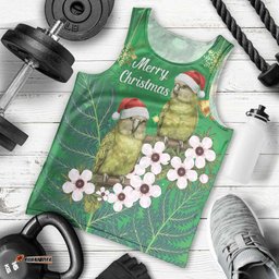 New Zealand Kakapo Christmas Men Tank Top Owl Parrot Santa Sliver Fern Manuka - Green LT14