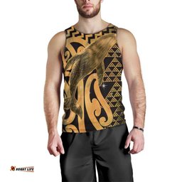 Humpback Whale Matariki New Zealand Men Tank Top NZ Maori Paikea Poutama Luxury Gold LT14