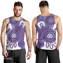 NAIDOC Week 2026 Men Tank Top 50 Years Deadly Dhari Purple Aboriginal Art LT14