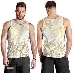 Gold And White Aoteara Horse Racing Men Tank Top NZ Maori Pattern LT14