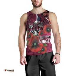 Manly Warringah Sea Eagles ANZAC Personalised Men Tank Top Lest We Forget Poppy Camo LT9
