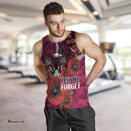 Manly Warringah Sea Eagles ANZAC Personalised Men Tank Top Lest We Forget Poppy Camo LT9