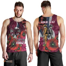 Manly Warringah Sea Eagles ANZAC Personalised Men Tank Top Lest We Forget Poppy Camo LT9