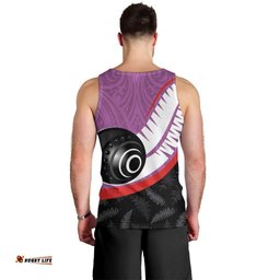 Personalised Aotearoa Lawn Bowls Men Tank Top Maori and Silver Fern Sporty Style Pink Color LT03
