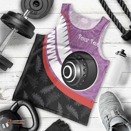 Personalised Aotearoa Lawn Bowls Men Tank Top Maori and Silver Fern Sporty Style Pink Color LT03