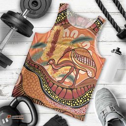 Indigenous Emu Australia Men Tank Top Australian Bottlebrushes Aboriginal Art Proud LT14