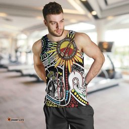 NAIDOC 50 Years of Deadly Personalised Men Tank Top Aboriginal Dot Art LT9