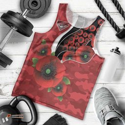 Essendon Bombers ANZAC Personalised Men Tank Top Lest We Forget Poppy Camo LT9