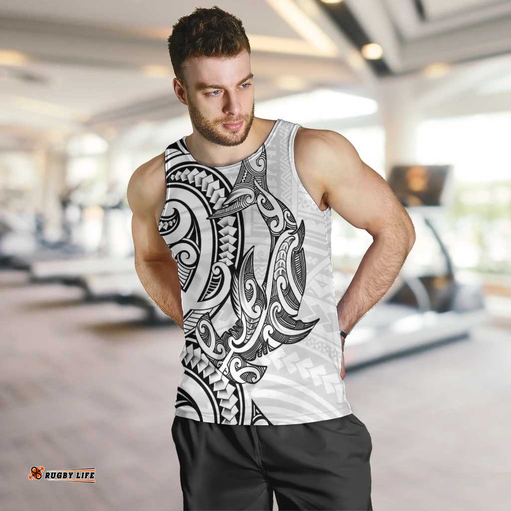 New Zealand Hammerhead Shark Men Tank Top Maori Haehae Mangopare White LT14