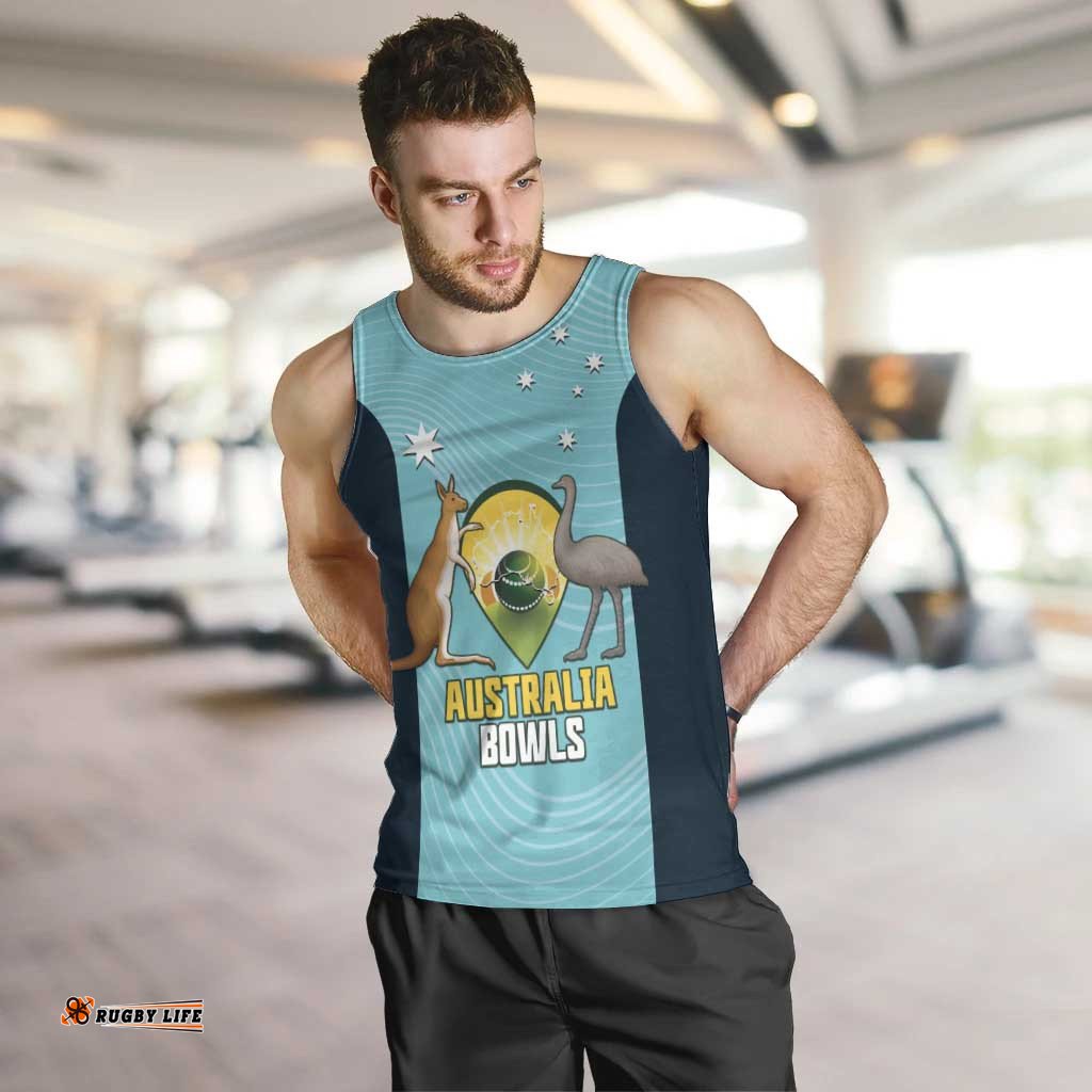 Custom Bowls Australia Men Tank Top Teal Color Curve Sporty LT14