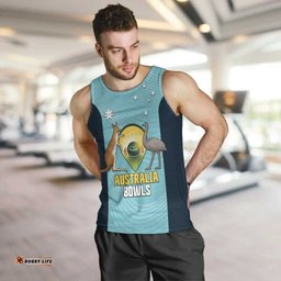 Custom Bowls Australia Men Tank Top Teal Color Curve Sporty LT14