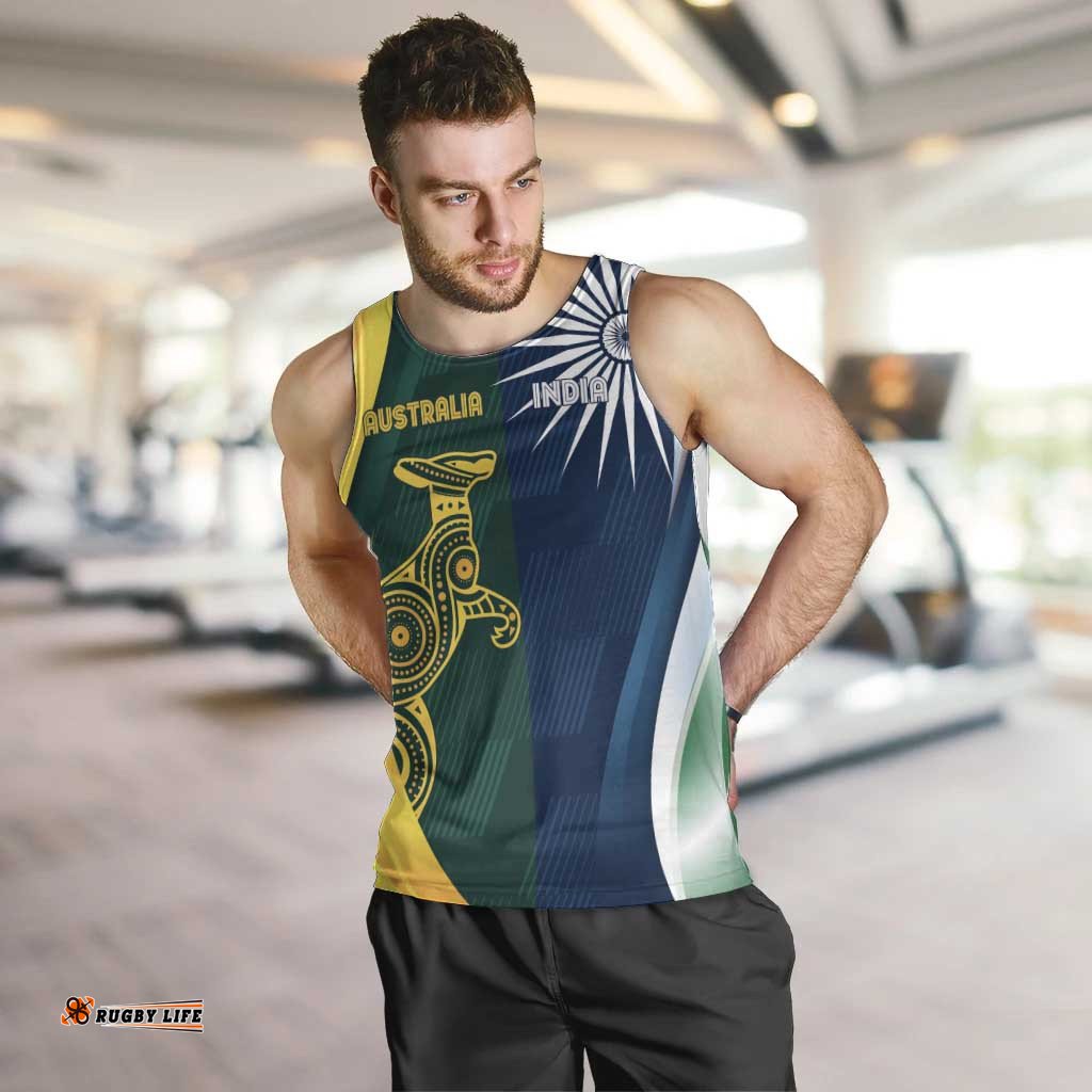 Custom India and Australia Cricket Men Tank Top Special Half-Half Mix LT7
