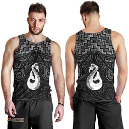 New Zealand Maori Men Tank Top Poutama Manaia Black Paua Shell LT05