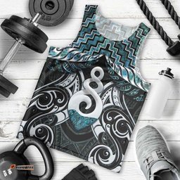 New Zealand Maori Men Tank Top Poutama Pikorua Turquoise Paua Shell LT05