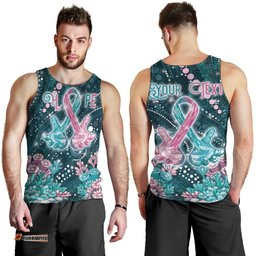 Personalised Hereditary Cancer Awareness Men Tank Top Hope Ribbon With Aussie Teal Duncan Coral DT05