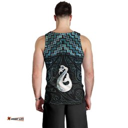 New Zealand Maori Men Tank Top Poutama Manaia Turquoise Paua Shell LT05